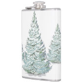 雪覆いトウヒの木イラストレーション フラスク (左)