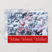 雪覆いホリーベリーのカスタマイズ可能はがき ポストカード (正面/裏面)