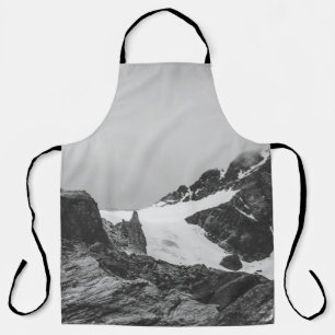 雪覆い山のグレースケール写真 エプロン