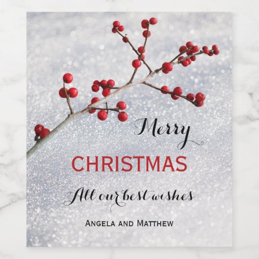 雪赤きらめく果実クリスマスワインラベル ワインラベル (シングルラベル)