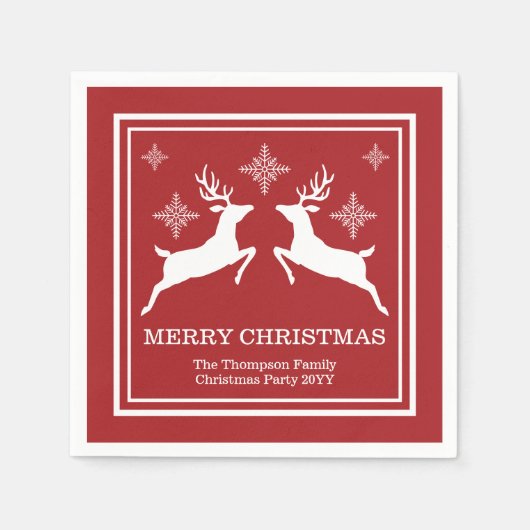 雪赤と白片クリスマスのトナカイ スタンダードカクテルナプキン (正面)