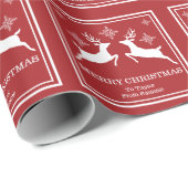 雪赤と白片クリスマスのトナカイ ラッピングペーパー (ロールコーナー)