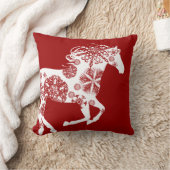 雪赤と白片クリスマスホース クッション (ブランケット)