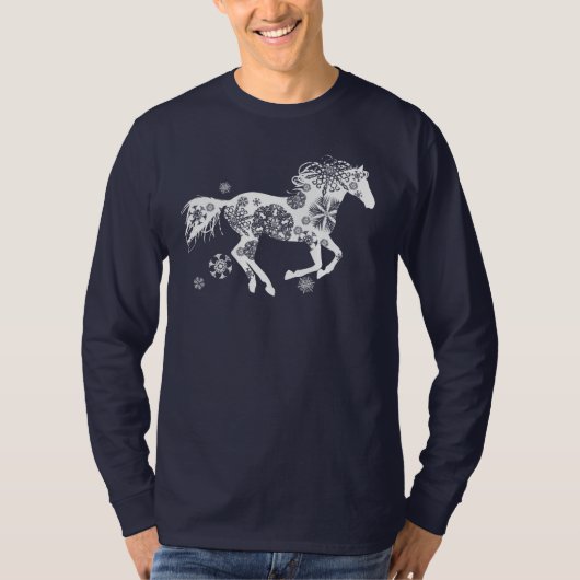 雪赤と白片クリスマスホース Tシャツ (正面)