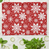 雪赤と白片シームレスパターン キッチンタオル (折り畳み)