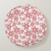 雪赤と白片シームレスパターン ラウンドクッション (裏面)