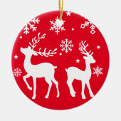 雪赤と白片トナカイ セラミックオーナメント (正面)