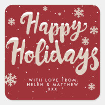 雪赤と白片ハッピーホリデーズシール