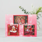 雪赤と白片ファミリー写真クリスマス 招待状 (スタンド正面)