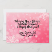 雪赤と白片ファミリー写真クリスマス 招待状 (裏面)