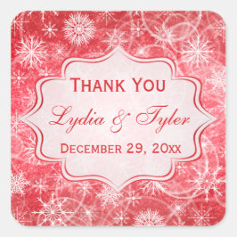 雪赤と白片結婚式の引き出物シール スクエアシール