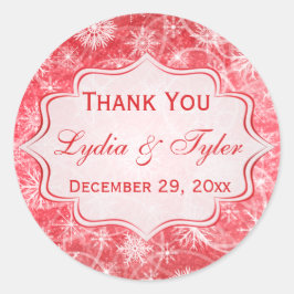 雪赤と白片結婚式の引き出物シール ラウンドシール