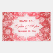 雪赤と白片結婚式の引き出物シール 長方形シール (正面)