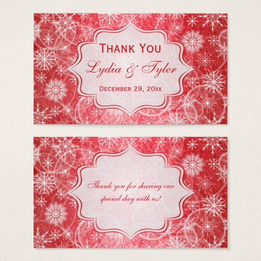 雪赤と白片結婚式の引き出物ラベル (正面&裏面)