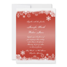 雪赤と白片結婚式招待状