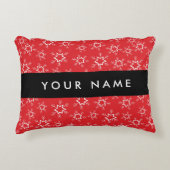 雪赤と白片、お名前、パーソナライズ アクセントクッション (正面)