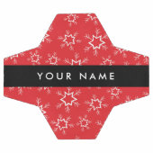 雪赤と白片、お名前、パーソナライズ サッカーボール (フラット)