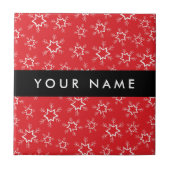 雪赤と白片、お名前、パーソナライズ タイル (正面)