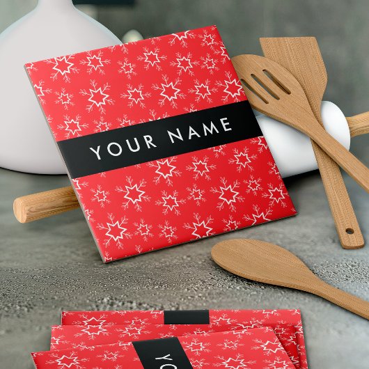 雪赤と白片、お名前、パーソナライズ タイル