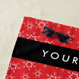 雪赤と白片、お名前、パーソナライズ ビーチタオル