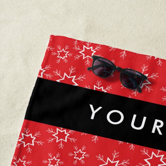 雪赤と白片、お名前、パーソナライズ ビーチタオル (インサイチュ)