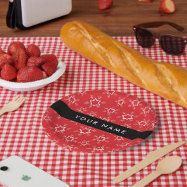 雪赤と白片、お名前、パーソナライズ ペーパープレート