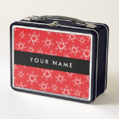雪赤と白片、お名前、パーソナライズ メタルランチボックス (正面)