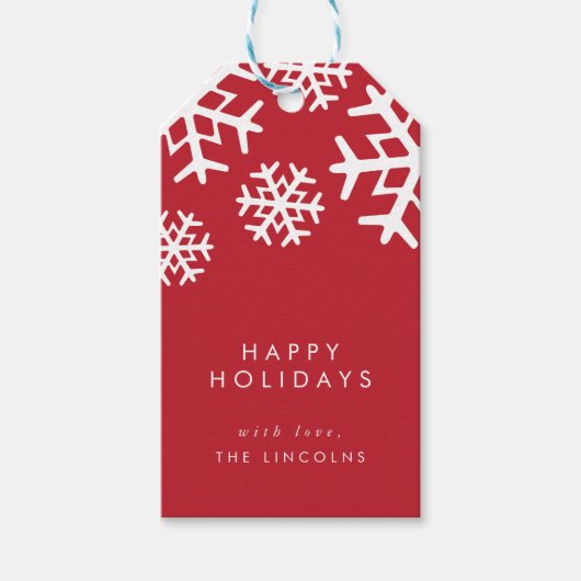 雪赤と白片 |ハッピーホリデー ギフトタグ (正面)