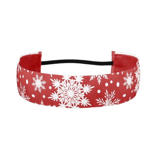 雪赤と白結晶シームレスパターン アスレチックヘッドバンド (正面)