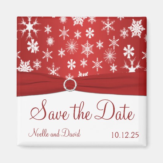 雪赤と白雪の日の磁石を保存 マグネット (正面)