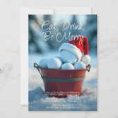 雪赤クリスマスゴルフボールバケットホリデーパーティー 招待状 (正面)