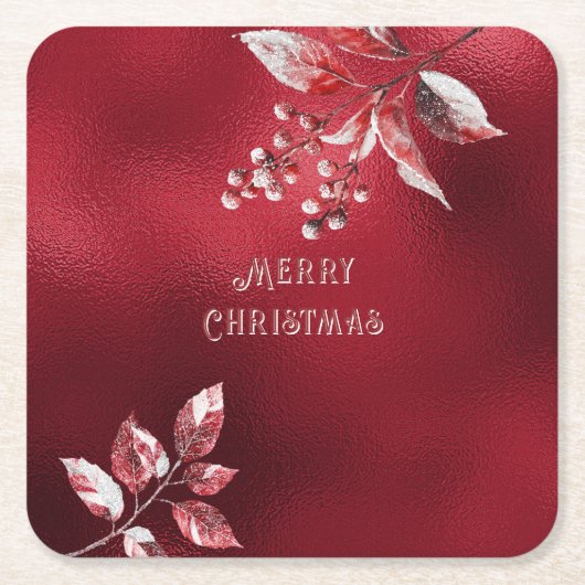 雪赤離れ紙コースター スクエアペーパーコースター (正面)