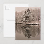 雪越湖、冬のワンダーランド – ヴィンテージセピア インビテーションポストカード (正面/裏面)