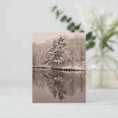 雪越湖、冬のワンダーランド – ヴィンテージセピア インビテーションポストカード (スタンド正面)