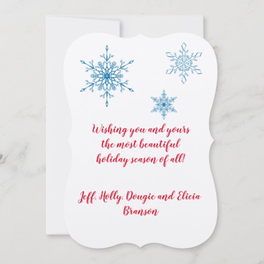 雪車を引く松の木をパーソナライズする カード (裏面)