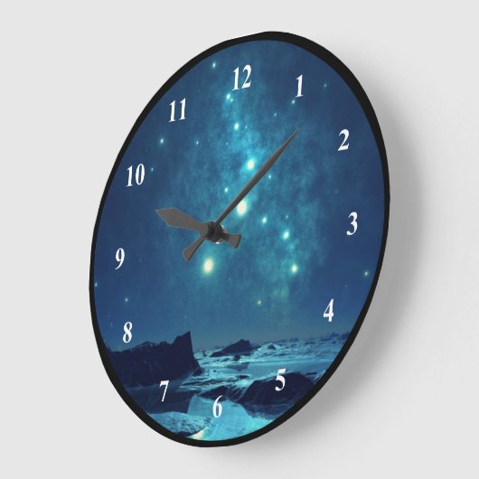 雪輝くに覆われた北の風景の星 ラージ壁時計 (傾斜)