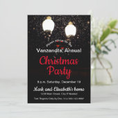 雪通りライト白黒レッドクリスマスパーティー 招待状 (スタンド正面)