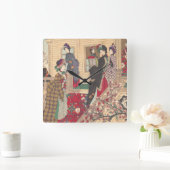 雪遊の中の子ども達 スクエア壁時計 (ホーム)