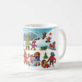雪遊の中の子供たち コーヒーマグカップ (正面右)
