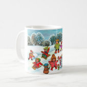 雪遊の中の子供たち コーヒーマグカップ (正面左)