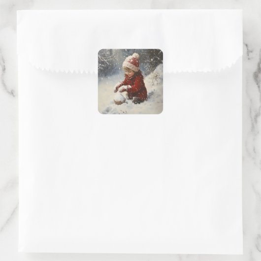 雪遊の中 スクエアシール (バッグ)