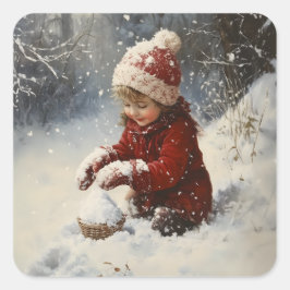 雪遊の中 スクエアシール