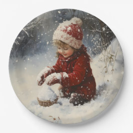 雪遊の中 ペーパープレート