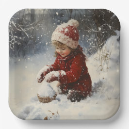 雪遊の中 ペーパープレート