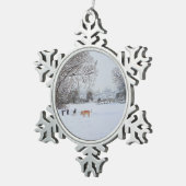 雪遊の多い冬 スノーフレークピューターオーナメント (右)