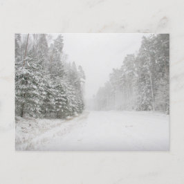 雪道と美しい冬の風景 シーズンポストカード