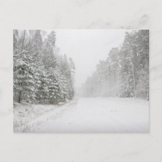 雪道と美しい冬の風景 シーズンポストカード