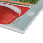 雪道のクリスマスの赤い小型トラック カッティングボード (角)