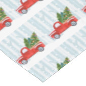 雪道のクリスマスの赤い小型トラック テーブルクロス (アングル)