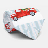 雪道のクリスマスの赤い小型トラック ネクタイ (ロール)